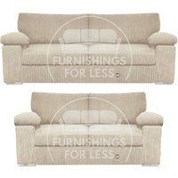 Delta Fabric Sofa Suite Padded Arms Jumbo Cord 3 and 2 Seater