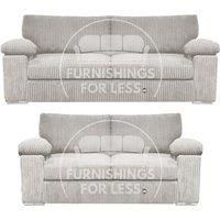 Delta Fabric Sofa Suite Padded Arms Jumbo Cord 3 and 2 Seater