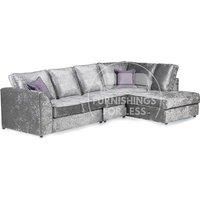 Crystal Crushed Velvet Large 5 Seater L Shaped Corner Sofa Right Hand Facing Full Back