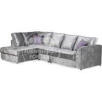 Crystal Crushed Velvet Large 5 Seater L Shaped Corner Sofa Left Hand Facing Full Back