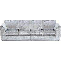 Crystal Crushed Velvet Long 4 Seater Sofa Full Back Curved Arm Full Back