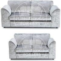 Crystal Crushed Velvet Sofa Set 3 and 2 Seater Sofa Full Back Curved Arm