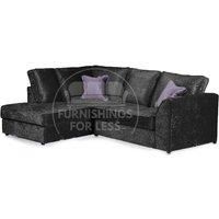 Crystal Crushed Velvet 3 to 4 Seater L Shaped Corner Sofa Left Hand Facing