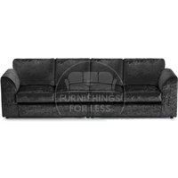 Crystal Crushed Velvet Long 4 Seater Sofa Full Back Curved Arm Full Back