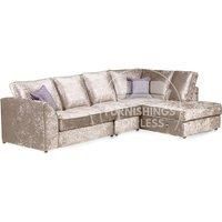 Crystal Crushed Velvet Large 5 Seater L Shaped Corner Sofa Right Hand Facing Full Back