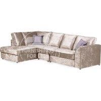 Crystal Crushed Velvet Large 5 Seater L Shaped Corner Sofa Left Hand Facing Full Back