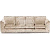 Crystal Crushed Velvet Long 4 Seater Sofa Full Back Curved Arm Full Back