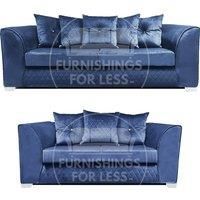 Victoria Soft Plush Velvet Fabric Sofa Set 3 and 2 Seater Sofa - Scatter Back