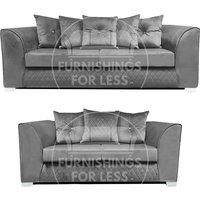 Victoria Soft Plush Velvet Fabric Sofa Set 3 and 2 Seater Sofa - Scatter Back