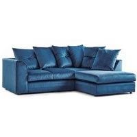 Fernando Soft Plush Velvet 3 to 4 Seater L Shaped Corner Sofa Right Hand Facing - Scatter Back