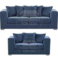 Ella Boxed Arm Plush Velvet Fabric Sofa Set 3 and 2 Seater sofa Red