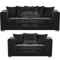 Ella Boxed Arm Plush Velvet Fabric Sofa Set 3 and 2 Seater sofa Red