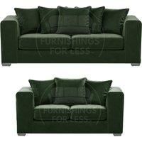 Ella Boxed Arm Plush Velvet Fabric Sofa Set 3 and 2 Seater sofa Red