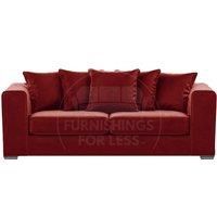 Ella Boxed Arm Plush Velvet Fabric 3 Seater sofa Black