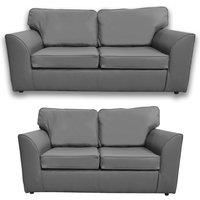 Danbury Leather 2 Piece Sofa Set 3 Seater and 2 Seater Black, Brown or Grey