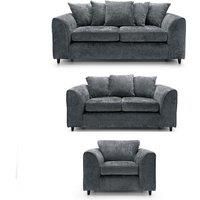 Monaco Chenille Fabric 3 Piece Sofa Suite - 3, 2 and Armchair Seater Scatter Back