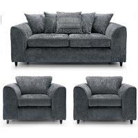 Monaco Chenille Fabric 3 Piece Sofa Suite - 3 Seater and 2 Armchairs