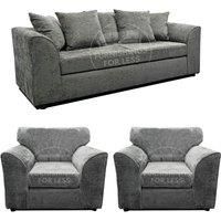 Monaco Chenille Fabric 3 Piece Sofa Suite - 3 Seater and 2 Armchairs