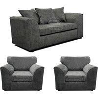 Monaco Chenille Fabric 3 Piece Sofa Suite - 2 Seater and 2 Armchairs