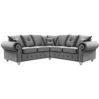 Zoey Grey Plush Velvet Fabric 5 Seater L Shaped Corner Sofa Chesterfield Design