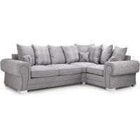 Milan 4 Seater L Shaped Corner Sofa Scatter Back Chesterfield Arms Grey Right Hand Facing