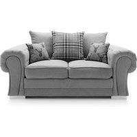 Milan Fabric 2 Seater Sofa Grey Fabric Scatter Back Chesterfield Style