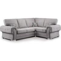 Milan 4 Seater L Shaped Corner Sofa Full Back Chesterfield Arms Grey Right Hand Facing