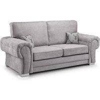 Milan Fabric 3 Seater Sofa Grey Fabric Full Back Chesterfield Style