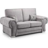 Milan Fabric 2 Seater Sofa Grey Fabric Full Back Chesterfield Style