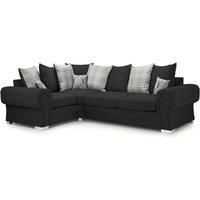 Milan 4 Seater L Shaped Corner Sofa Scatter Back Chesterfield Arms Black Left Hand Facing