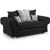 Milan Fabric 2 Seater Sofa Black Fabric Scatter Back Chesterfield Style