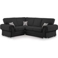 Milan 4 Seater L Shaped Corner Sofa Full Back Chesterfield Arms Black Left Hand Facing