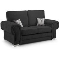 Milan Fabric 2 Seater Sofa Black Fabric Full Back Chesterfield Style