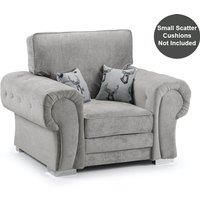 Milan Grey Fabric Single Seater Armchair Fabric Full Back Chesterfield Style