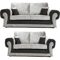 Chelsea Crushed Velvet 2 Piece Sofa Set 3 Seater and 2 Seater Rolled Arms