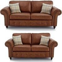 Oakland 3 and 2 Seater Chesterfield Leather Air Charcoal Grey or Tan
