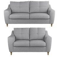 Baxter Tufted Fabric Sofa Suite 3 Seater and 2 Seater Sofa - Charcoal, Silver, Oatmeal or Sage