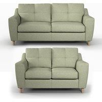 Baxter Tufted Fabric Sofa Suite 3 Seater and 2 Seater Sofa - Charcoal, Silver, Oatmeal or Sage