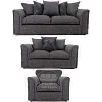 Byron Dundee Chenille Fabric 6 Seater 3 Piece Sofa Suite - 3 2 1 Grey or Light Grey