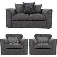 Byron Dundee Chenille Fabric 5 Seater 3 Piece Sofa Suite - 2 1 1 Grey or Light Grey