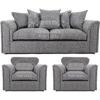 Byron Dundee Chenille Fabric 5 Seater 3 Piece Sofa Suite - 3 1 1 Grey or Light Grey