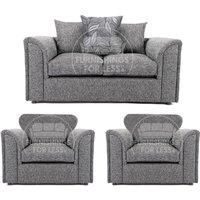 Byron Dundee Chenille Fabric 5 Seater 3 Piece Sofa Suite - 2 1 1 Grey or Light Grey