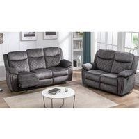 Brianna Grey Full Fabric Manual Reclining Sofa Suite