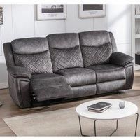 Brianna Grey Full Fabric Manual Reclining 3 Seater Sofa