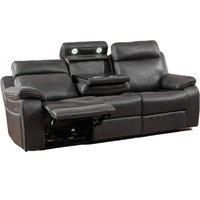 Tokyo Dark Grey Leather Like Electric Power Reclining 3 Seater Sofa