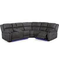 Cassandra Leather Like Electric Reclining Corner Sofa With Console Grey