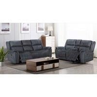 Cassandra 3 + 2 Electric Reclining Grey Leather Like Sofa Suite