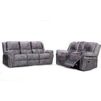 Galaxy 3 + 2 Electric Reclining Grey Plush Velvet Fabric Sofa Suite