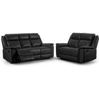 Toronto Leather Like Manual Reclining Sofa Suite 3 Seater and 2 Seater Black or Grey