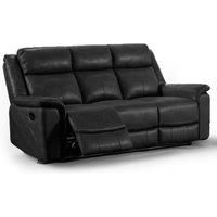 Toronto Leather Like Manual Reclining 3 Seater Sofa Black or Grey